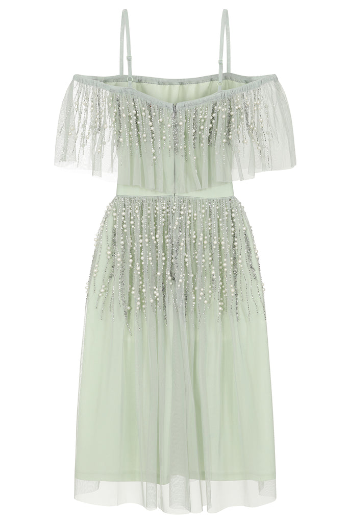 Betty Embellished Midi Dress in Seafoam Green