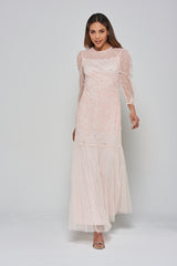 Carolyn Sequin Maxi Dress in Blush