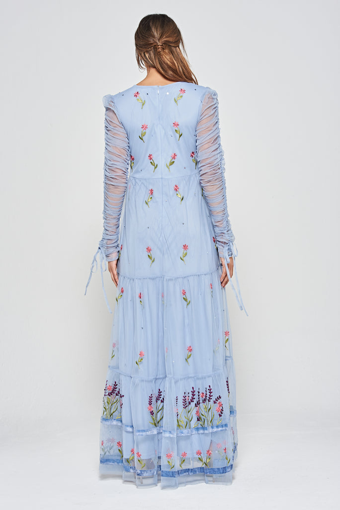 Celandine Floral Maxi Dress in Blue