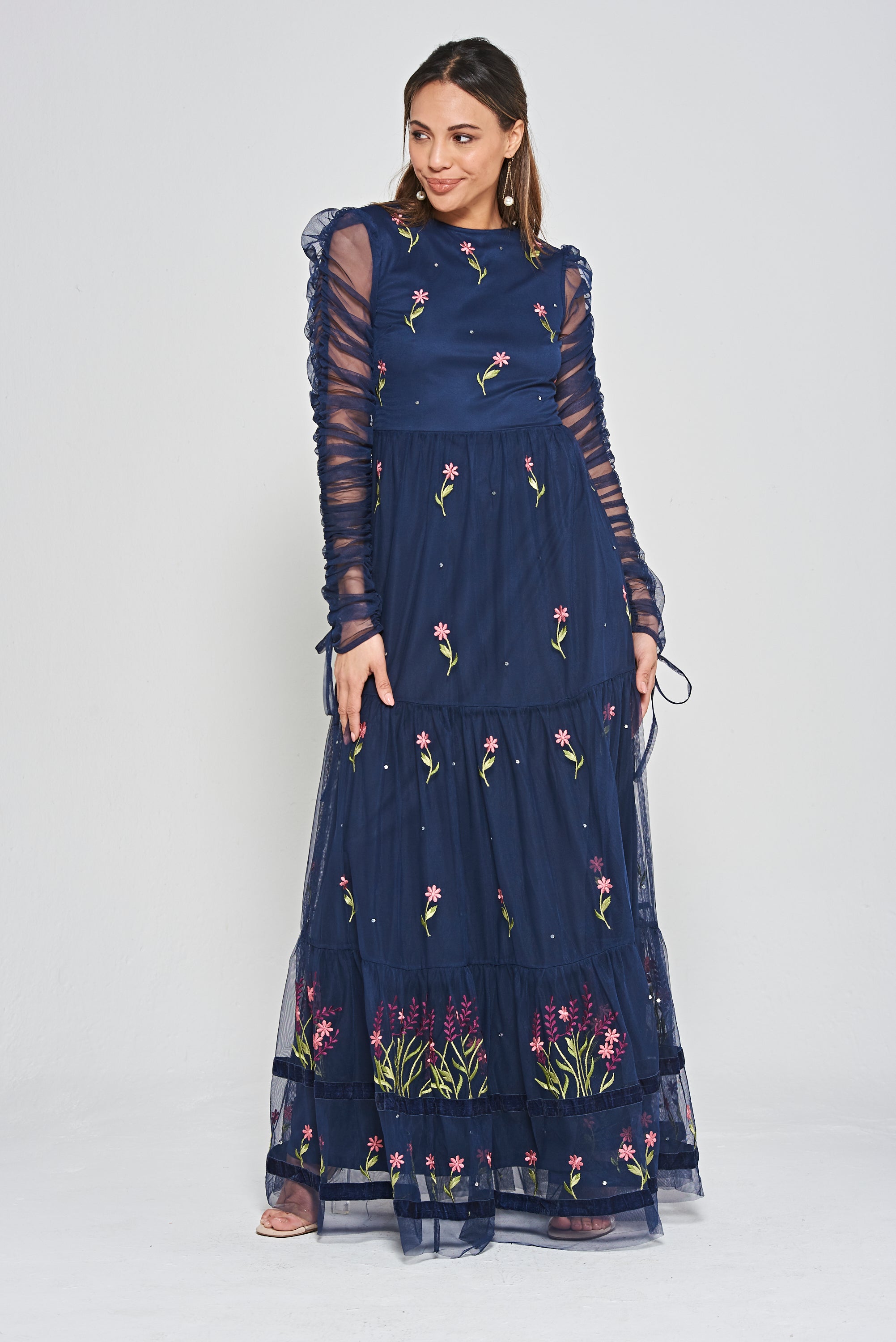 Celandine Floral Maxi Dress in Navy