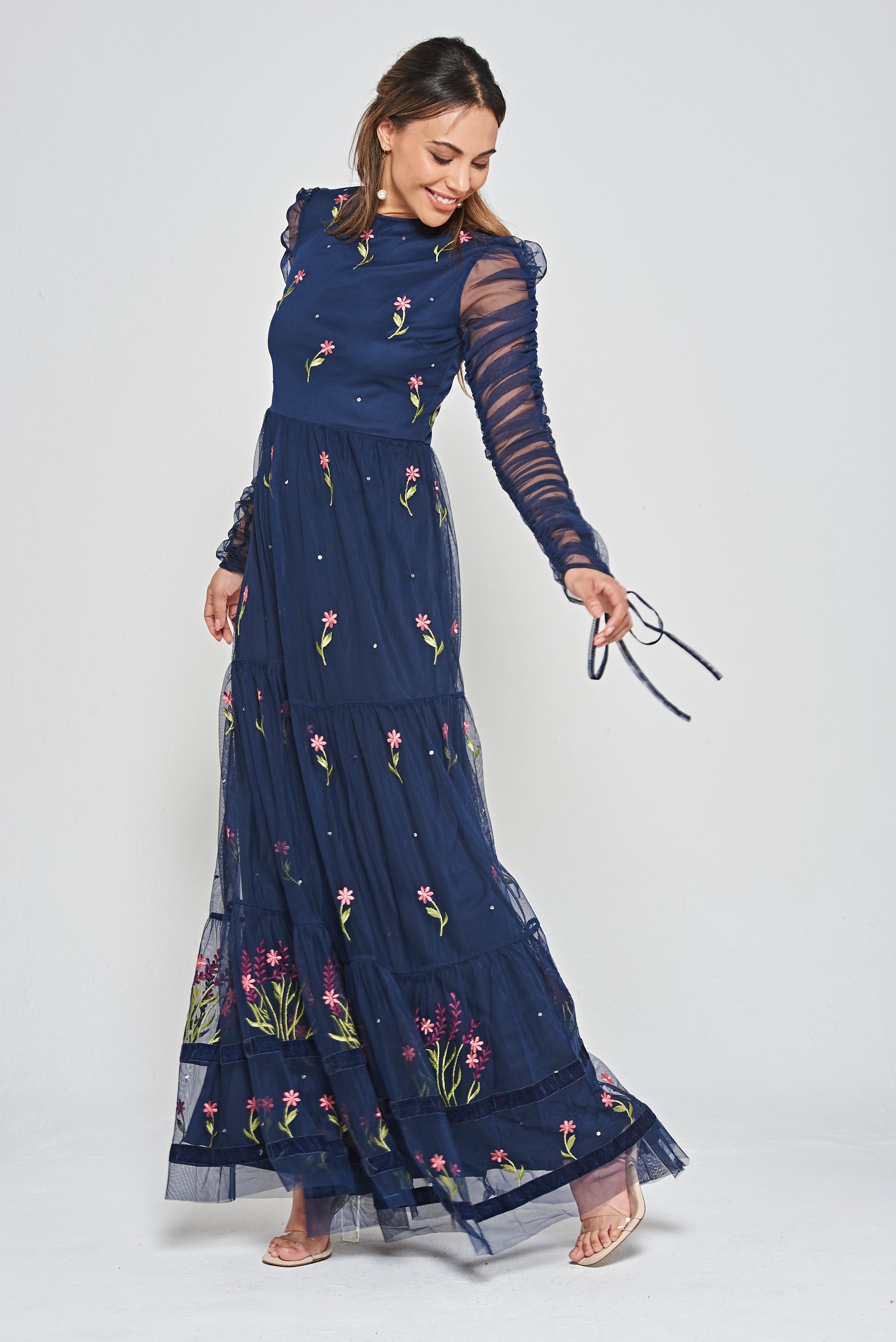 Celandine Floral Maxi Dress in Navy