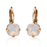 White Opal Cushion Cut Crystal Earrings