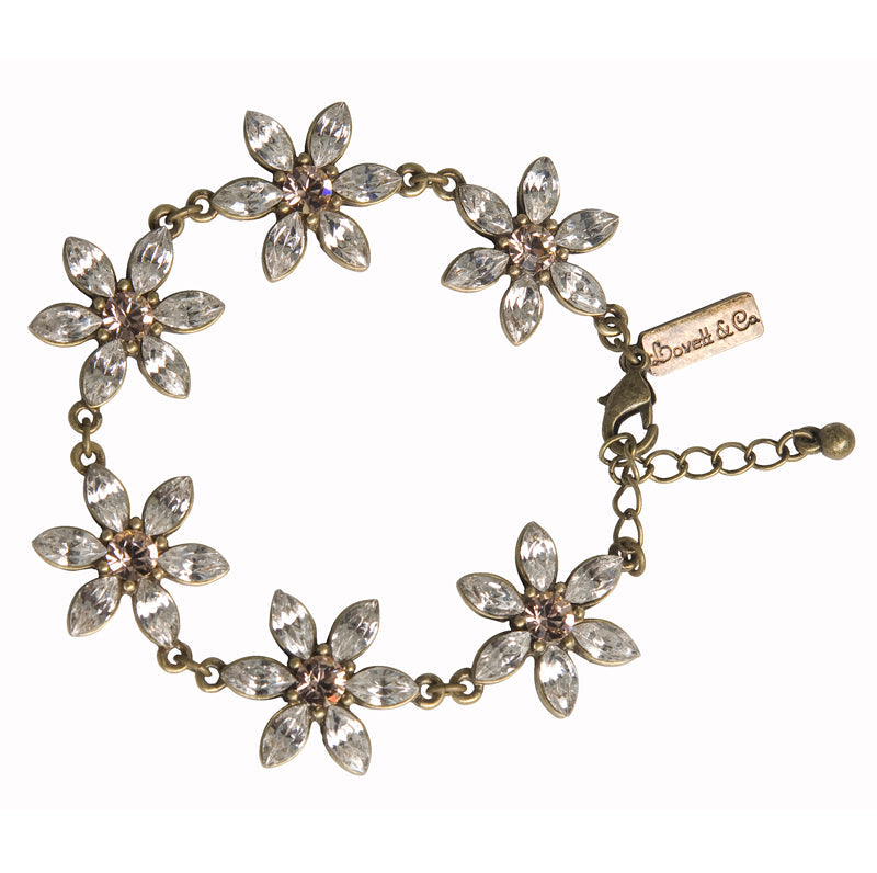 Daisy Flower Bracelet with Swarovski Crystals