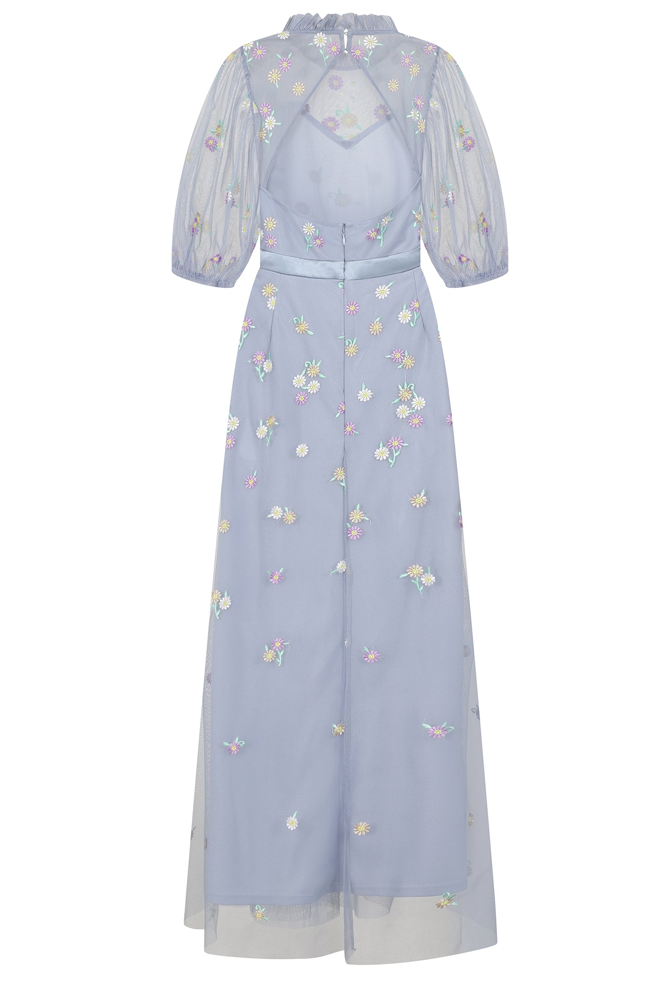 Deryn Daisy Embroidered Maxi Dress in Blue