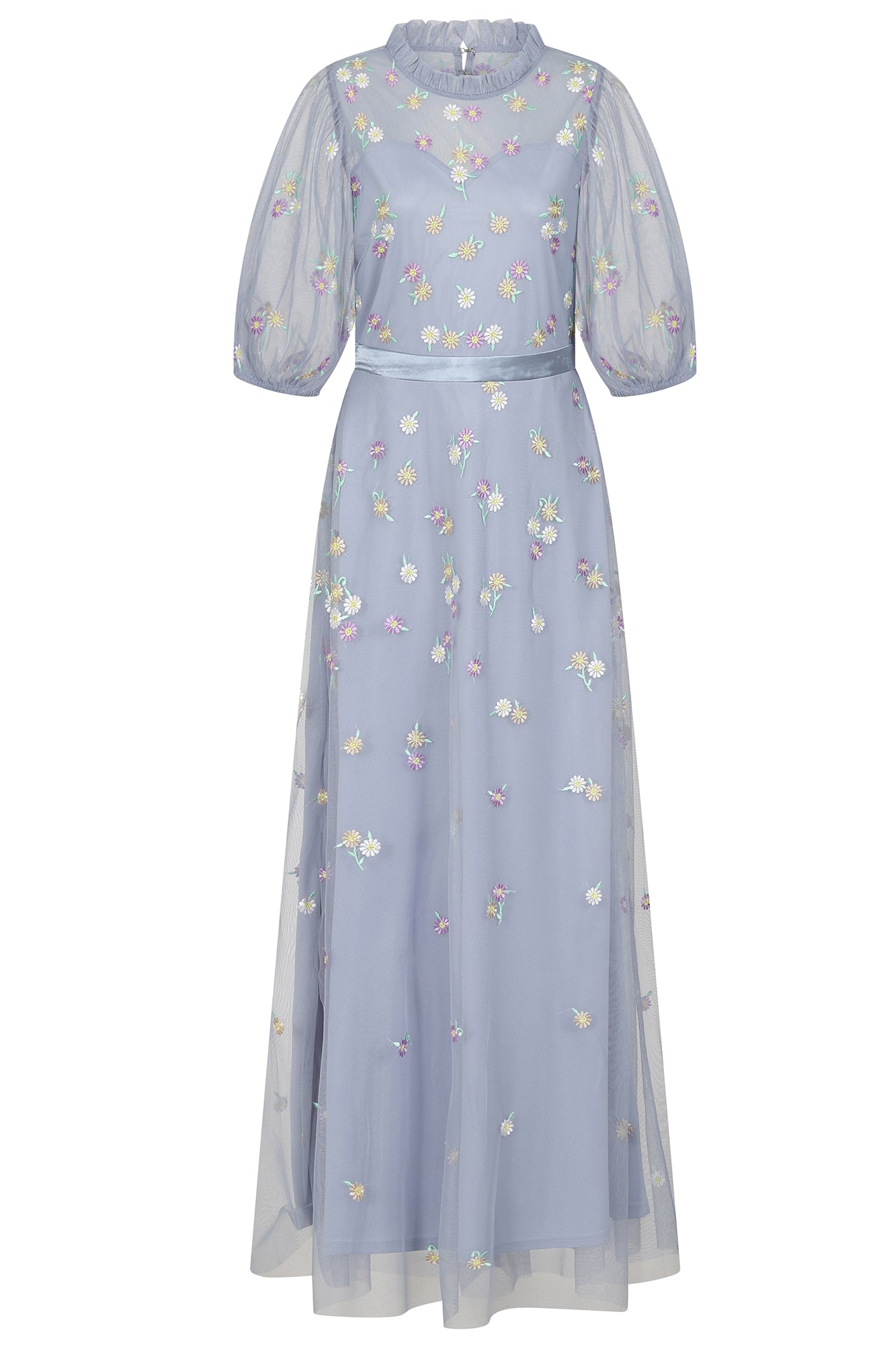 Deryn Daisy Embroidered Maxi Dress in Blue