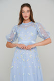 Deryn Blue Daisy Embroidered Maxi Dress