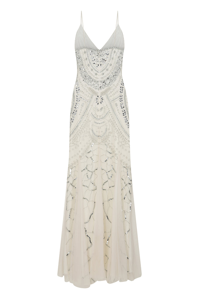 Dorothea Embellished Maxi Dress in White
