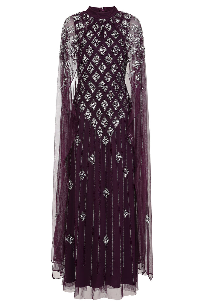 Eileen Purple Embellished Maxi Dress 
