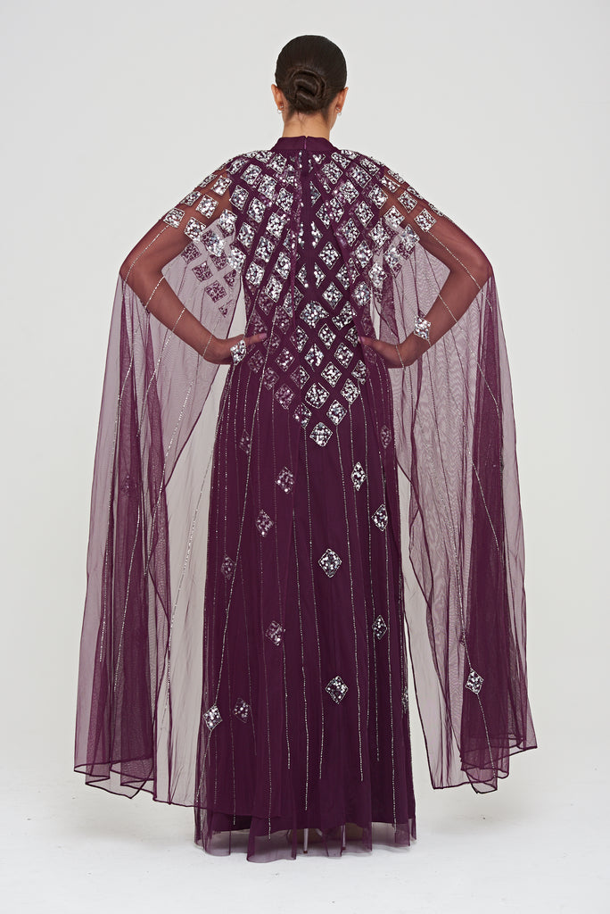 Eileen Purple Embellished Maxi Dress 