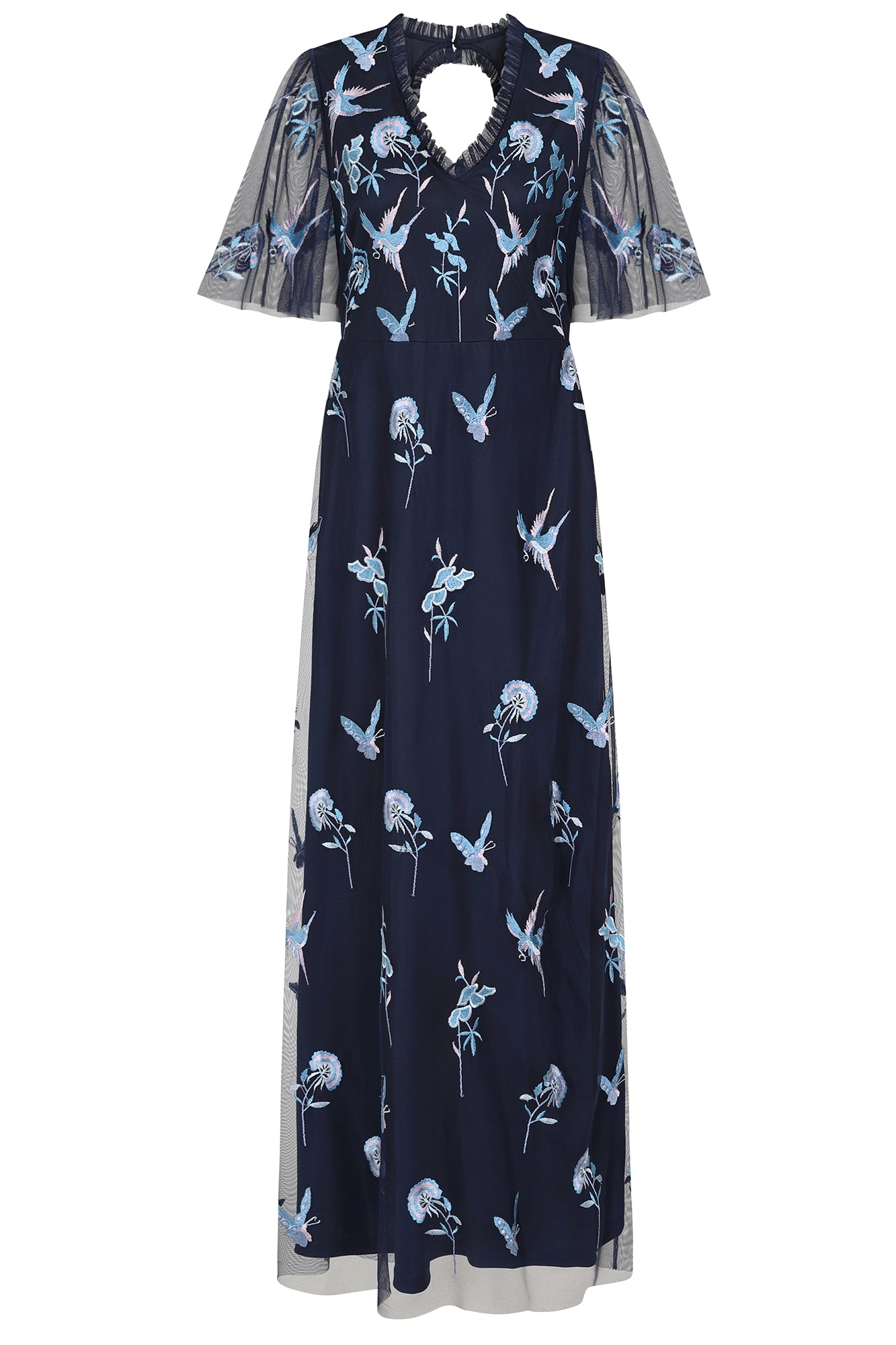 Einin Navy Embroidered Maxi Dress