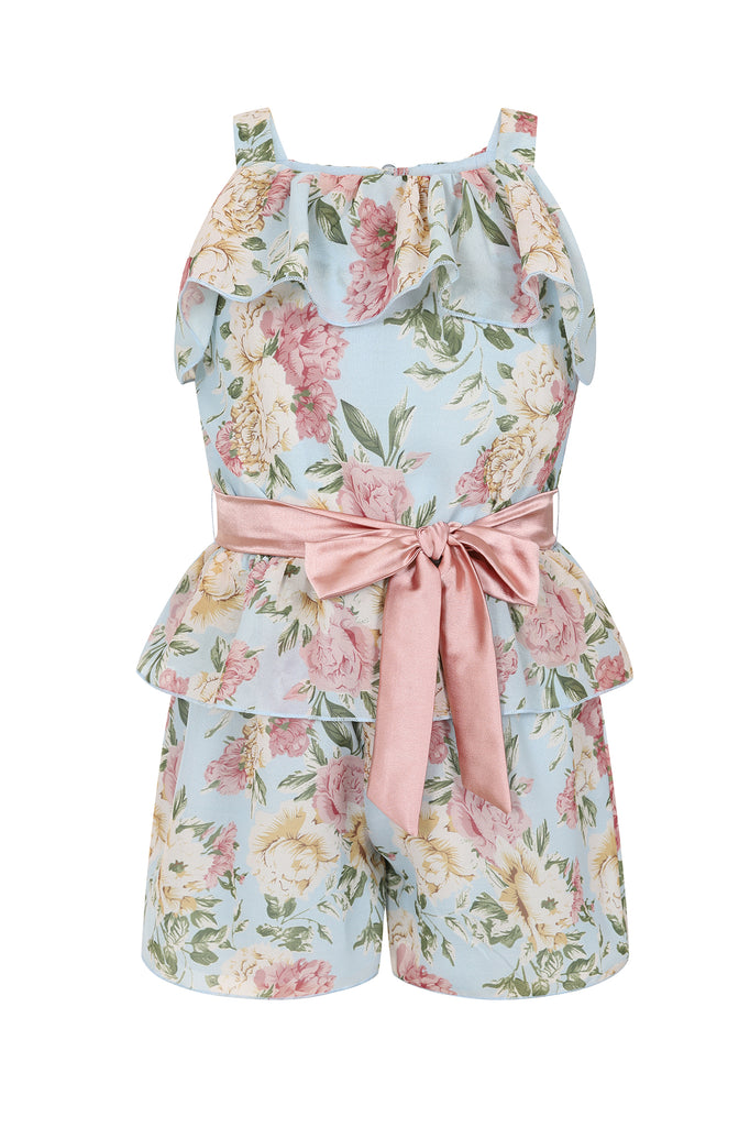 Bennie Floral Print Playsuit with Satin Ribbon