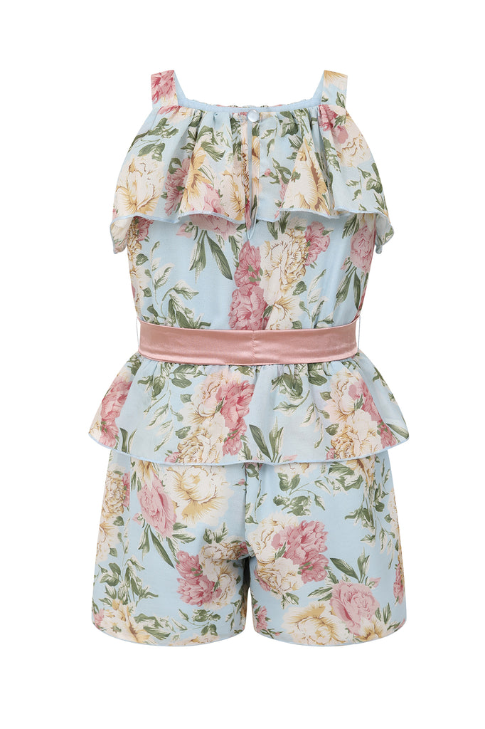 Bennie Floral Print Playsuit with Satin Ribbon