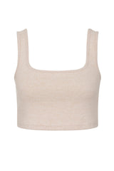 Square neck crop top in cream