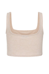 Square neck crop top in cream