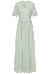 Fana Green Embellished Bodice Maxi Dress