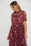 Freesia Cherry Floral Embroidered Maxi Dress