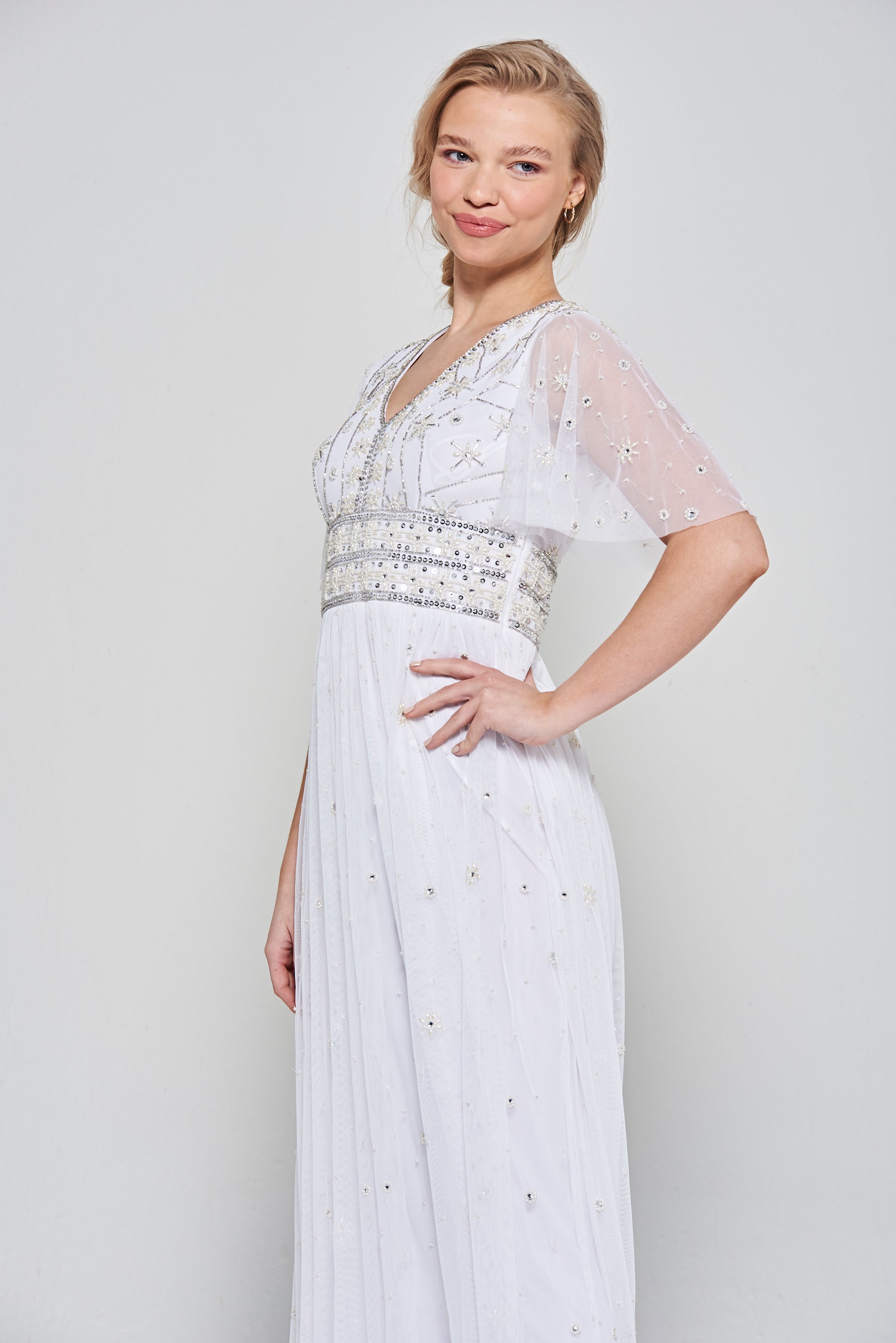 Gloria Embellished Maxi Dress - White