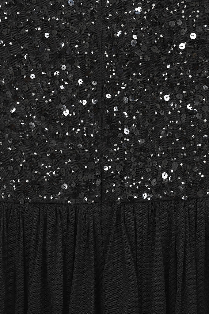 Gwendoline Sequin Maxi Dress in Black