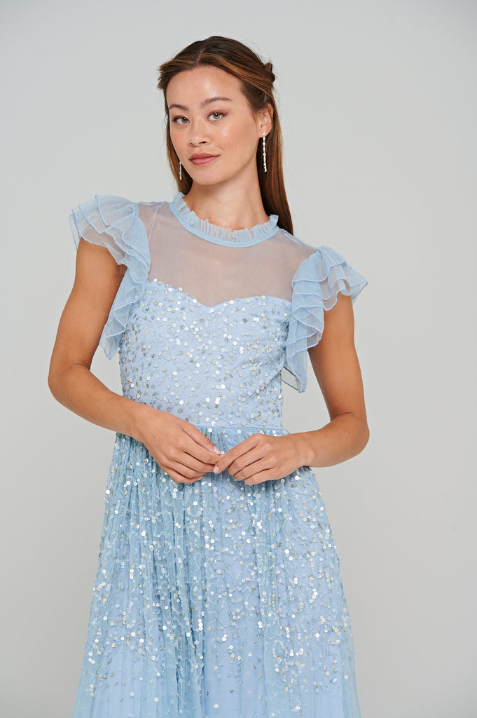 Hannah Blue Sequin Maxi Dress