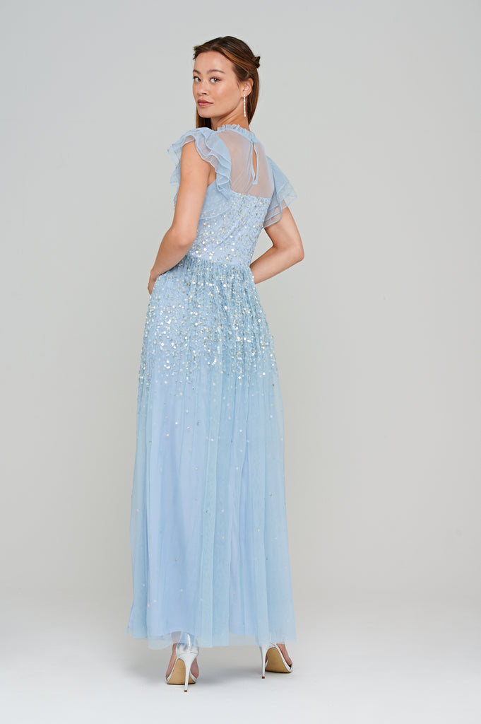 Hannah Blue Sequin Maxi Dress