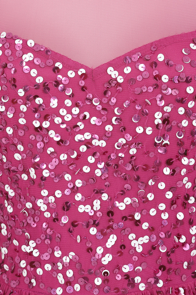 Hannah Sequin Maxi Dress in Fuchsia