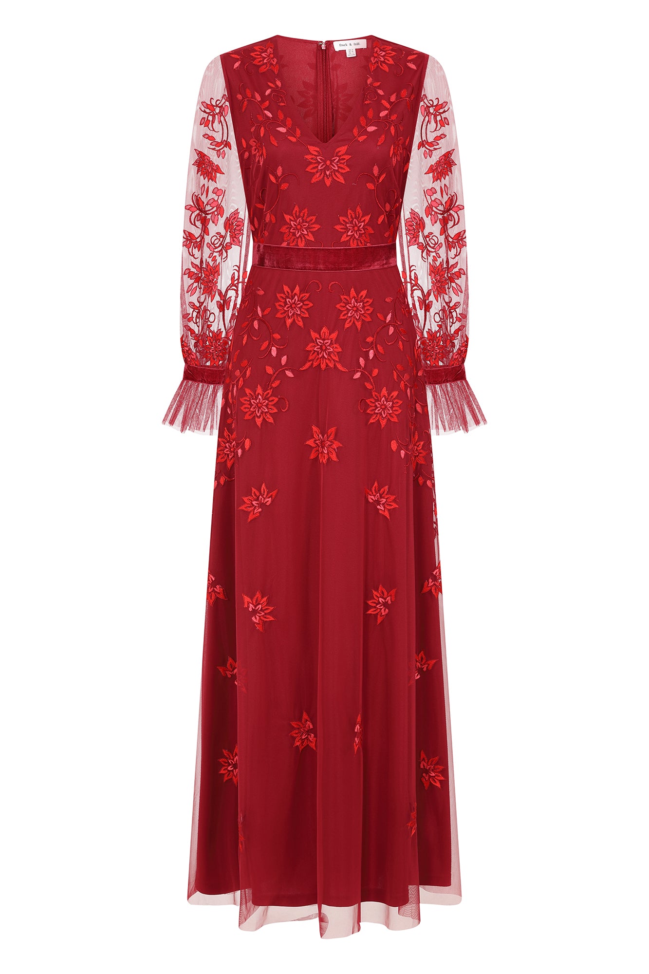 Holly Red Embroidered Maxi Dress