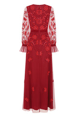 Holly Red Embroidered Maxi Dress