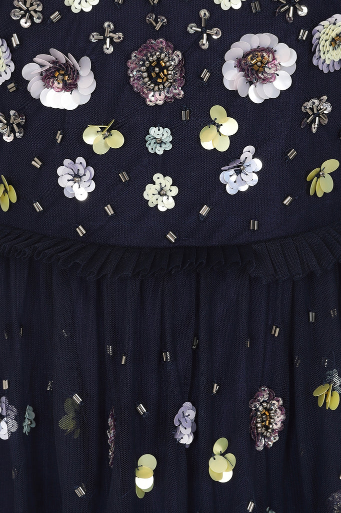 Jalin Floral Sequin Midi Dress - Navy