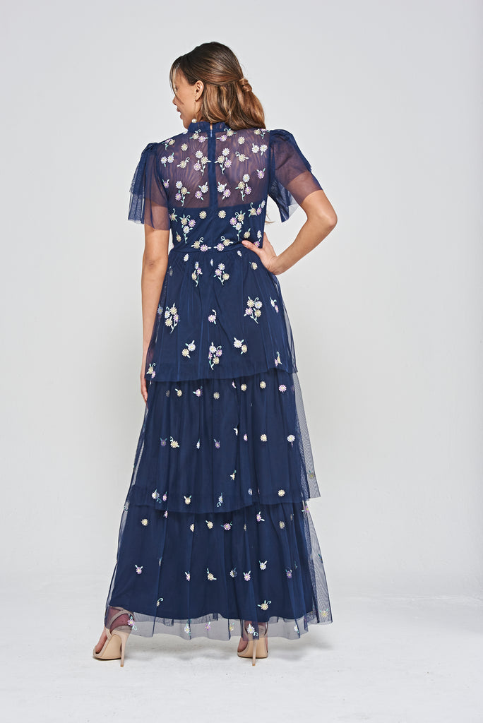 Jemima Floral Maxi Dress in Navy