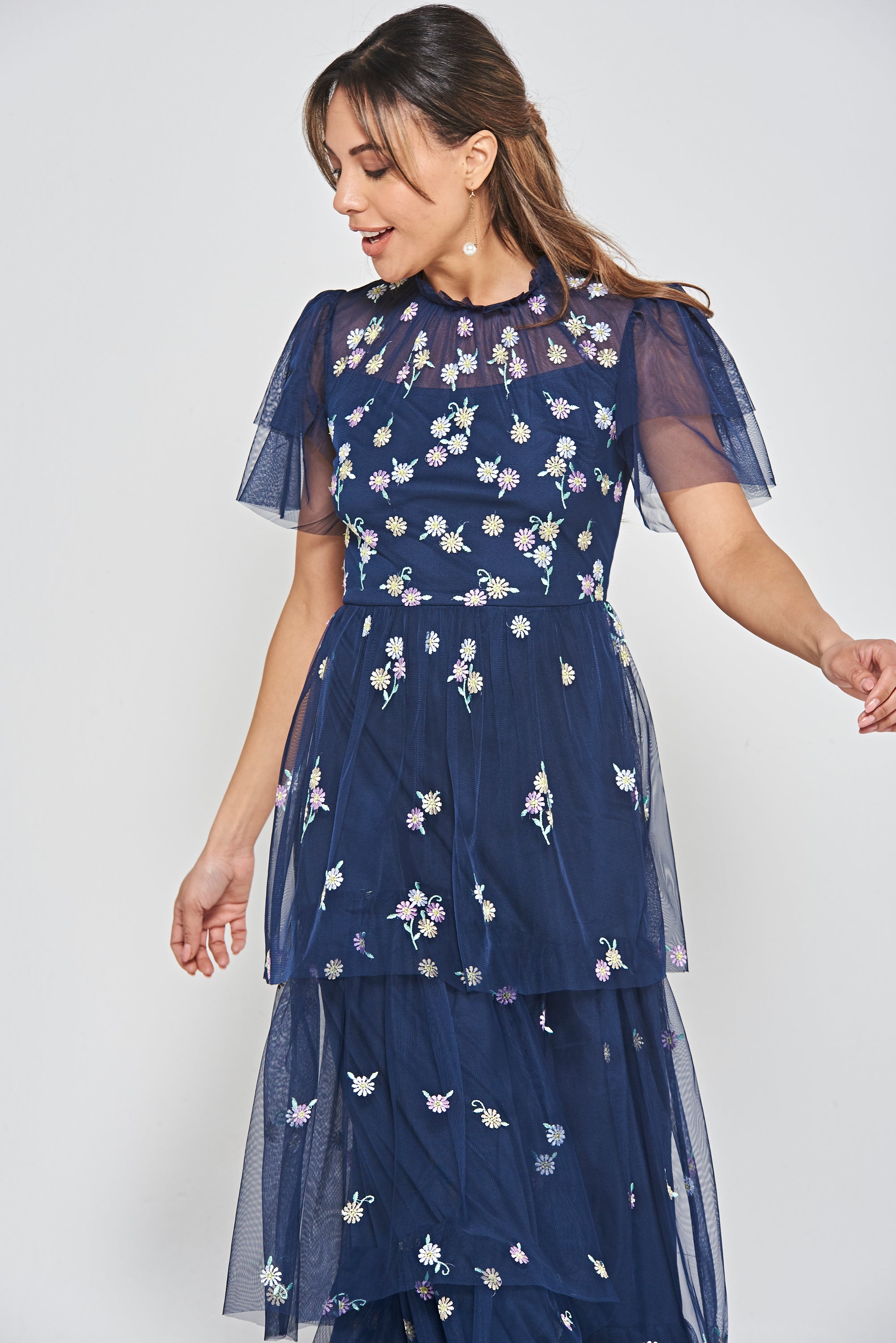 Jemima Floral Maxi Dress in Navy