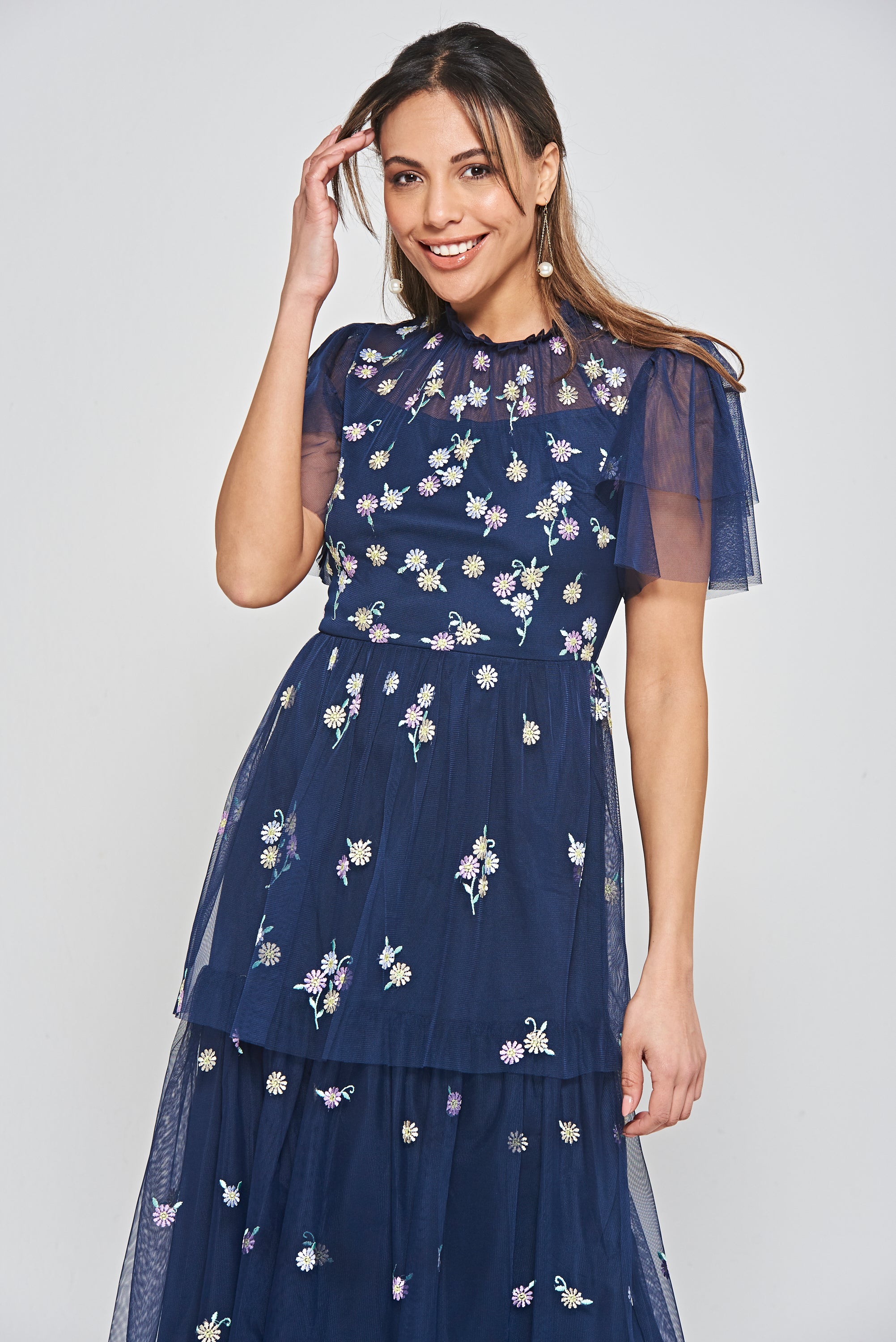 Jemima Floral Maxi Dress in Navy