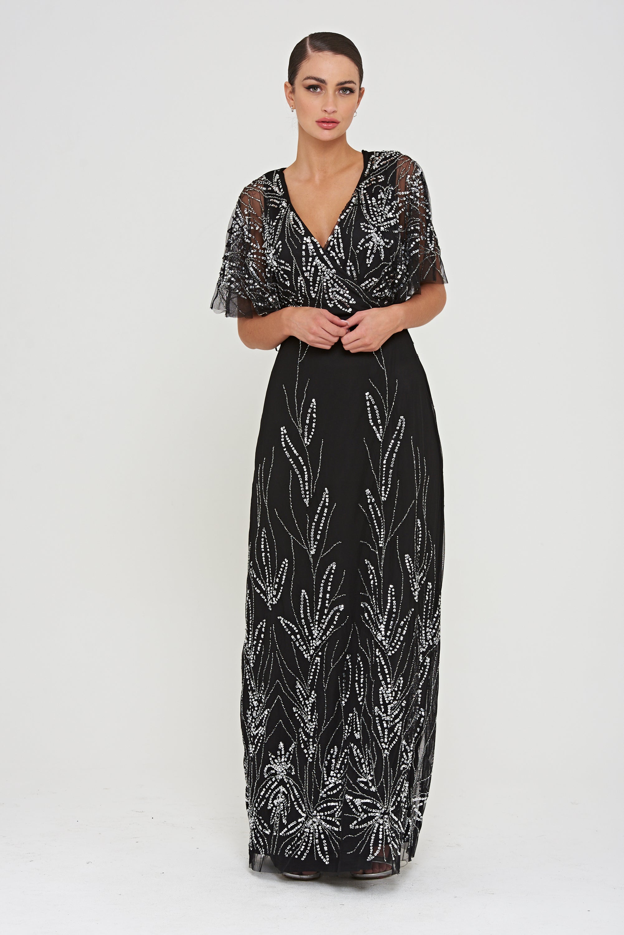 Josephine Black Embellished Maxi Dress