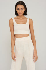 Square neck crop top in cream