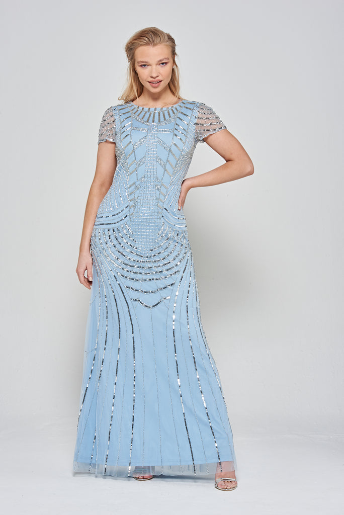 Leona Embellishment Maxi Dress - Blue