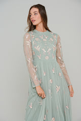 Loa Green Embroidered Maxi Dress