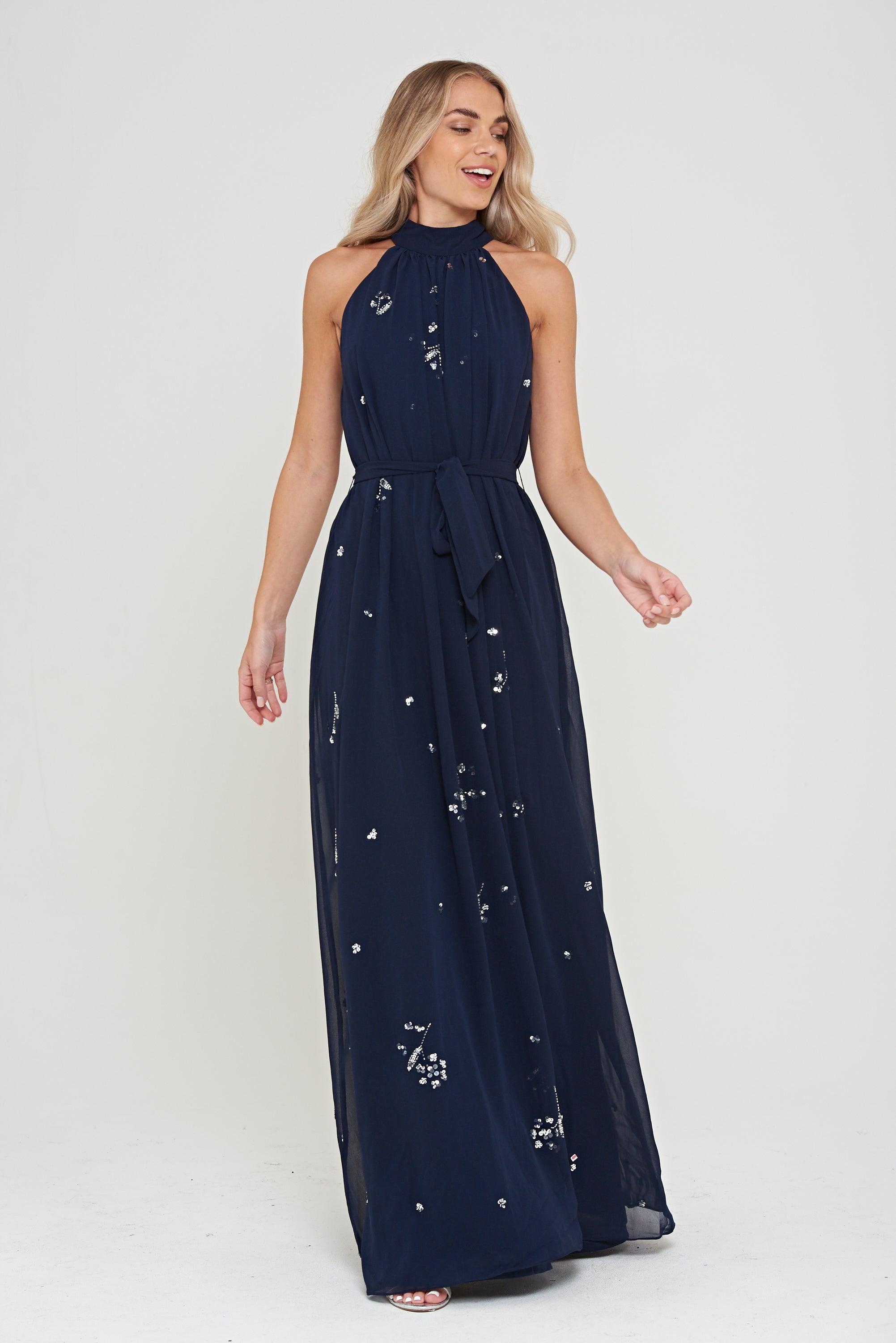 Lucille Embellished Halter Neck Maxi Dress Frock and Frill Lucille Embellished Halter Neck Maxi Dress Frock and Frill