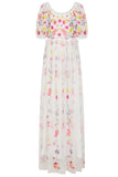 Luscinia White Floral Embroidered Maxi Dress