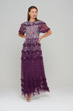 Lydia Purple Tiered Sequin Maxi Dress