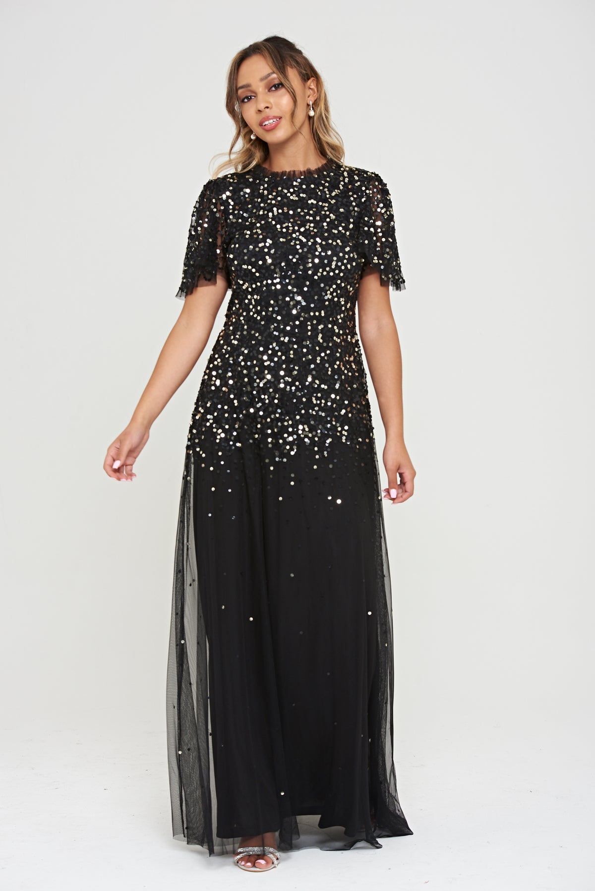 Matilda Sequin Maxi Dress in Black