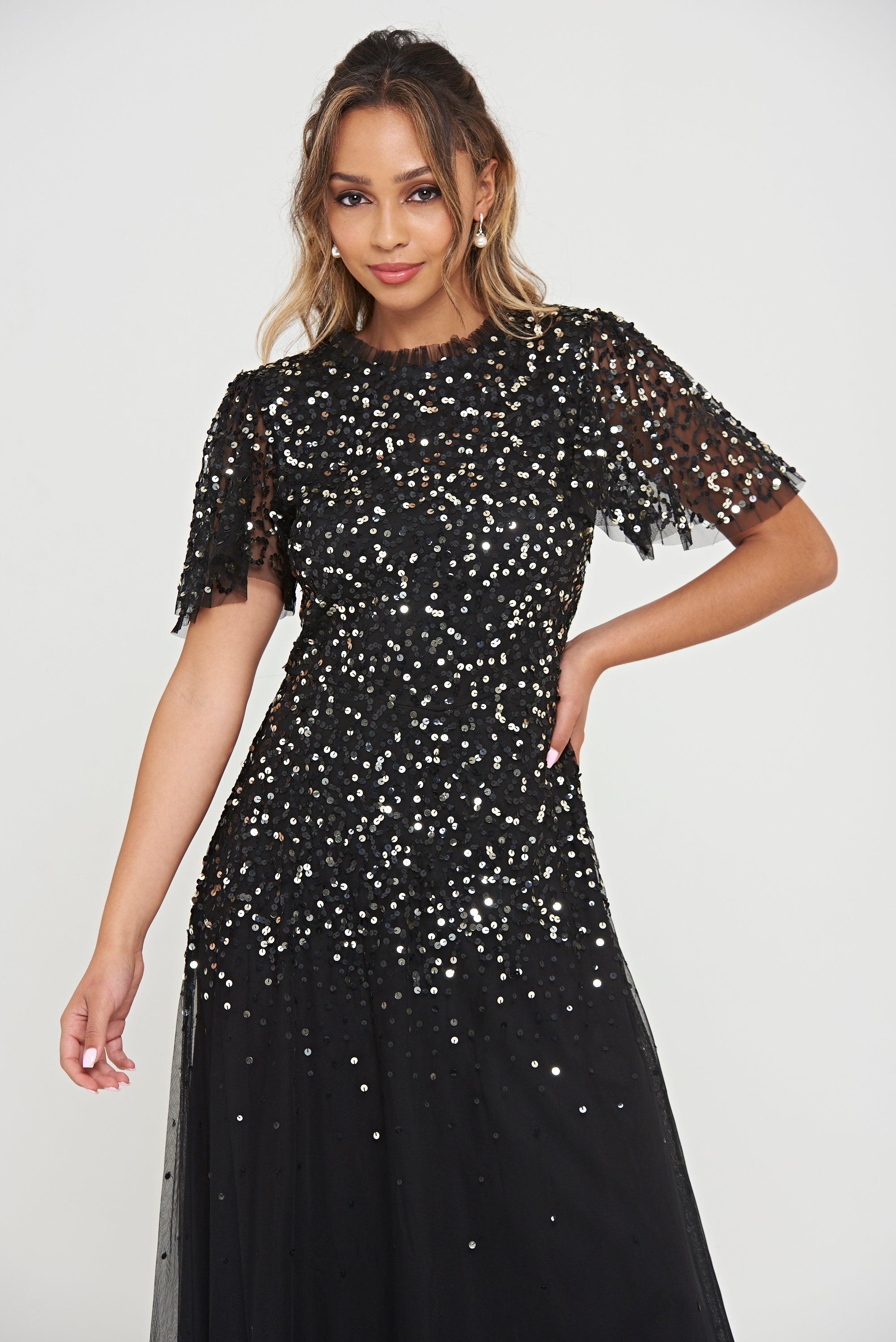 Matilda Sequin Maxi Dress in Black