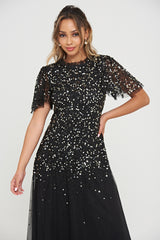 Matilda Sequin Maxi Dress in Black