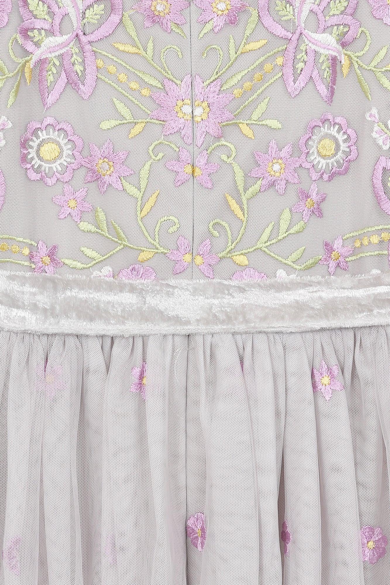 Mayuri Floral Embroidered Maxi Dress in Grey