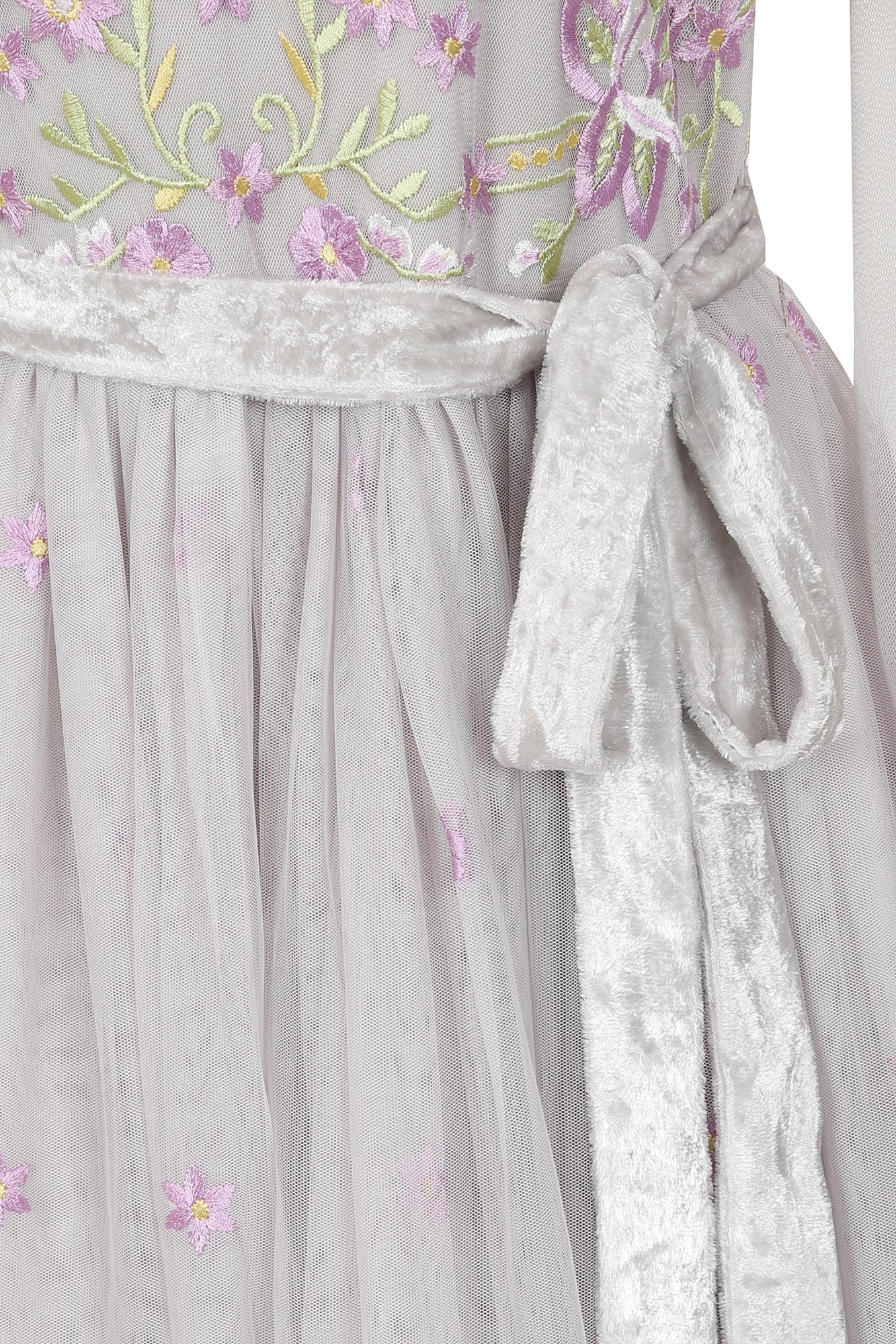 Mayuri Floral Embroidered Maxi Dress in Grey