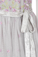 Mayuri Floral Embroidered Maxi Dress in Grey