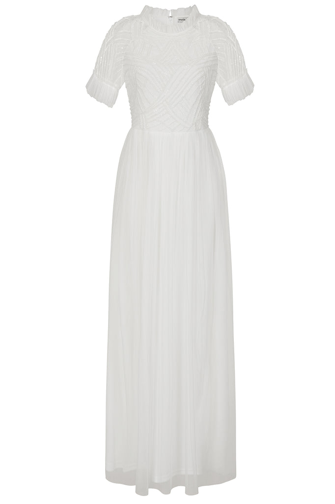 Nancy Embellished Maxi Dress in White 