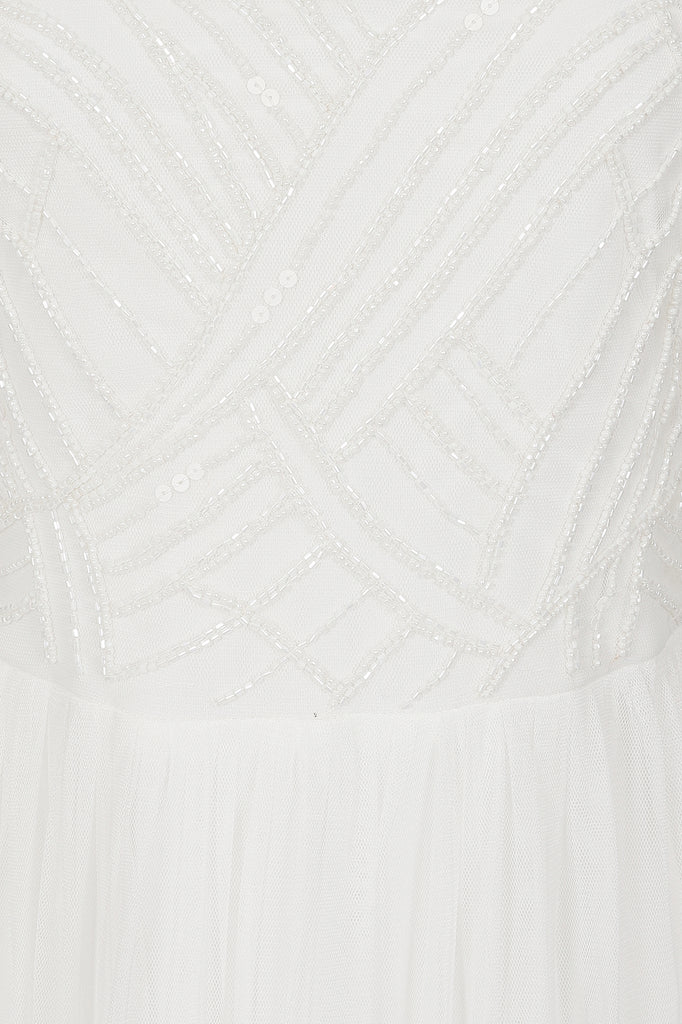 Nancy Embellished Maxi Dress in White 