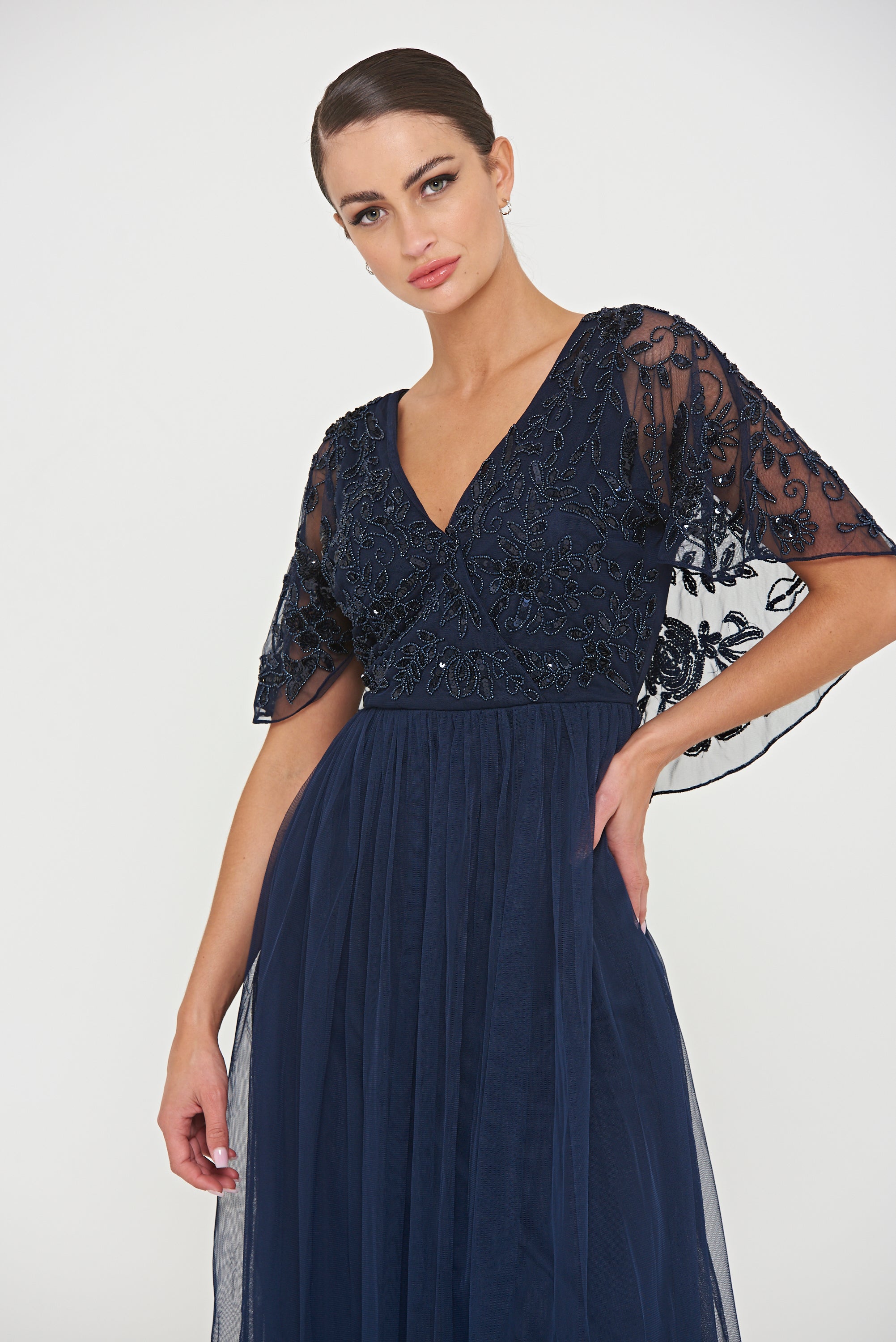 Patricia Navy Embellished Maxi Dress