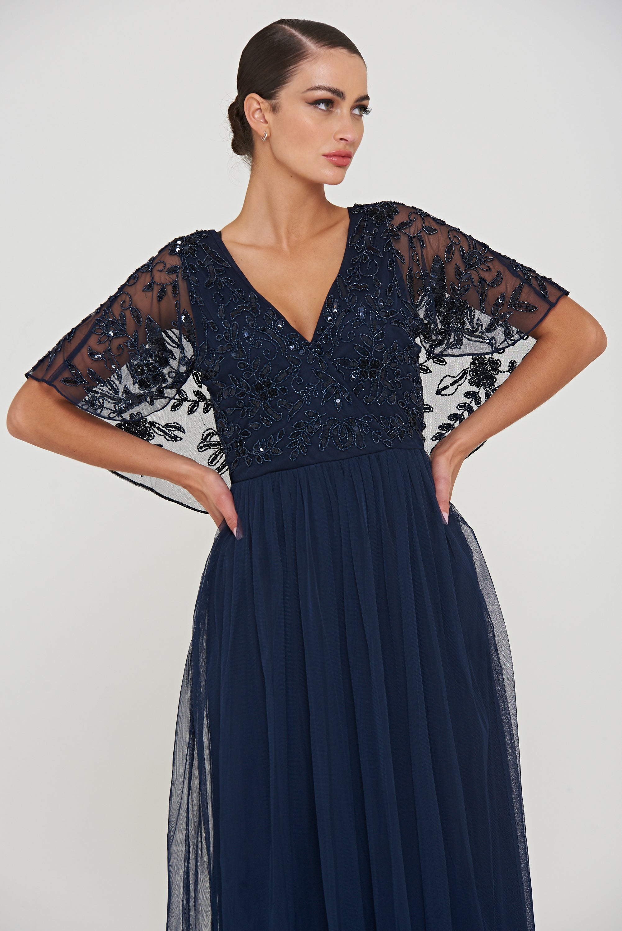 Patricia Navy Embellished Maxi Dress