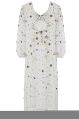 Pavonine Floral Sequin Maxi Dress - White