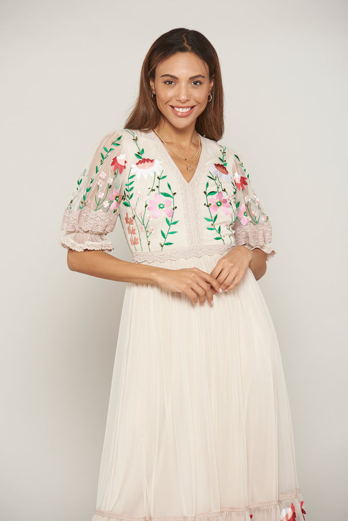 Poppy Floral Embroidered Dress
